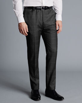 Italian Luxury Windowpane Suit Pants - Grey