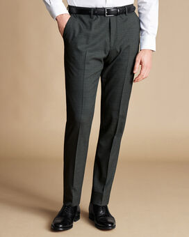 Micro Grid Check Suit Trousers - Grey
