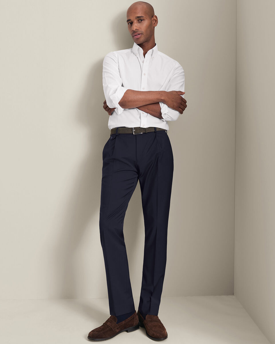 Wool Stretch Trousers - Navy