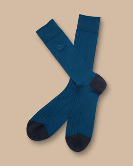 75% Cashmere Rib Sock in Dark Turquoise