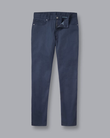 Textured 5-Pocket Trousers - Navy