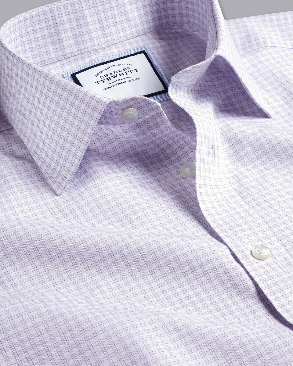 Non-Iron Check Shirt - Violet Purple | Charles Tyrwhitt