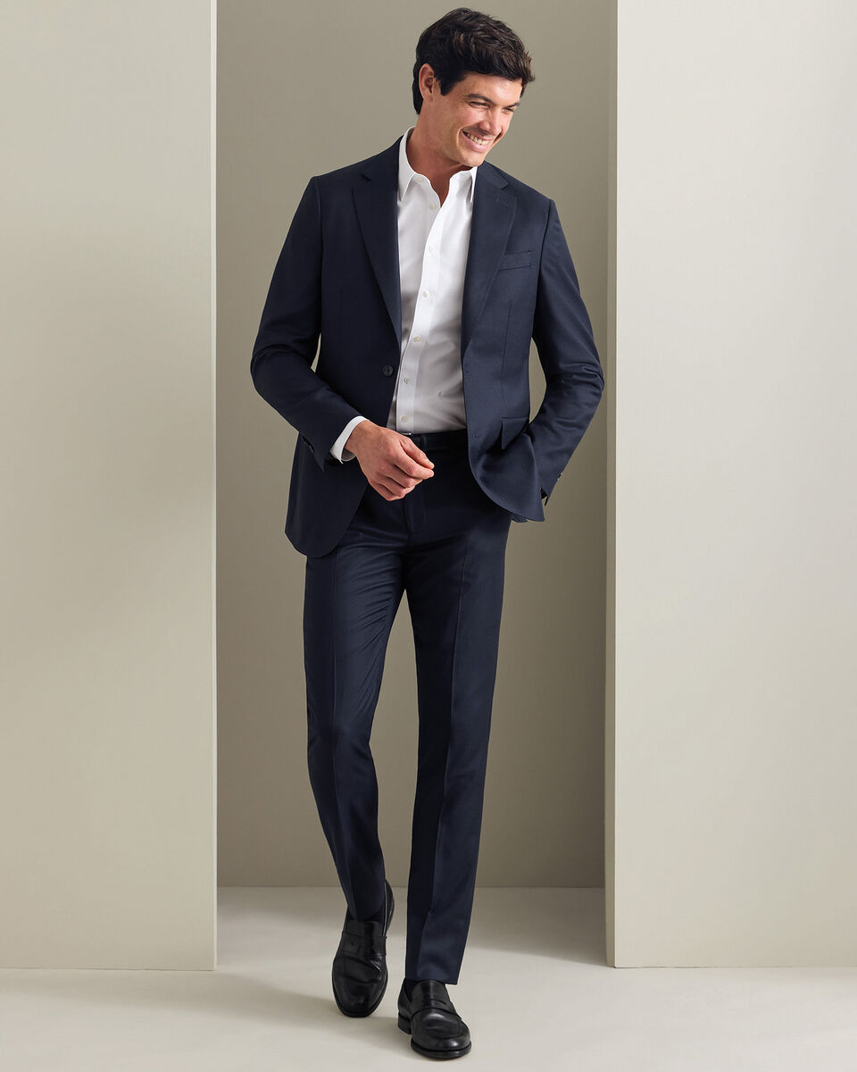 Italian Luxury Birdseye Suit Pants - Navy