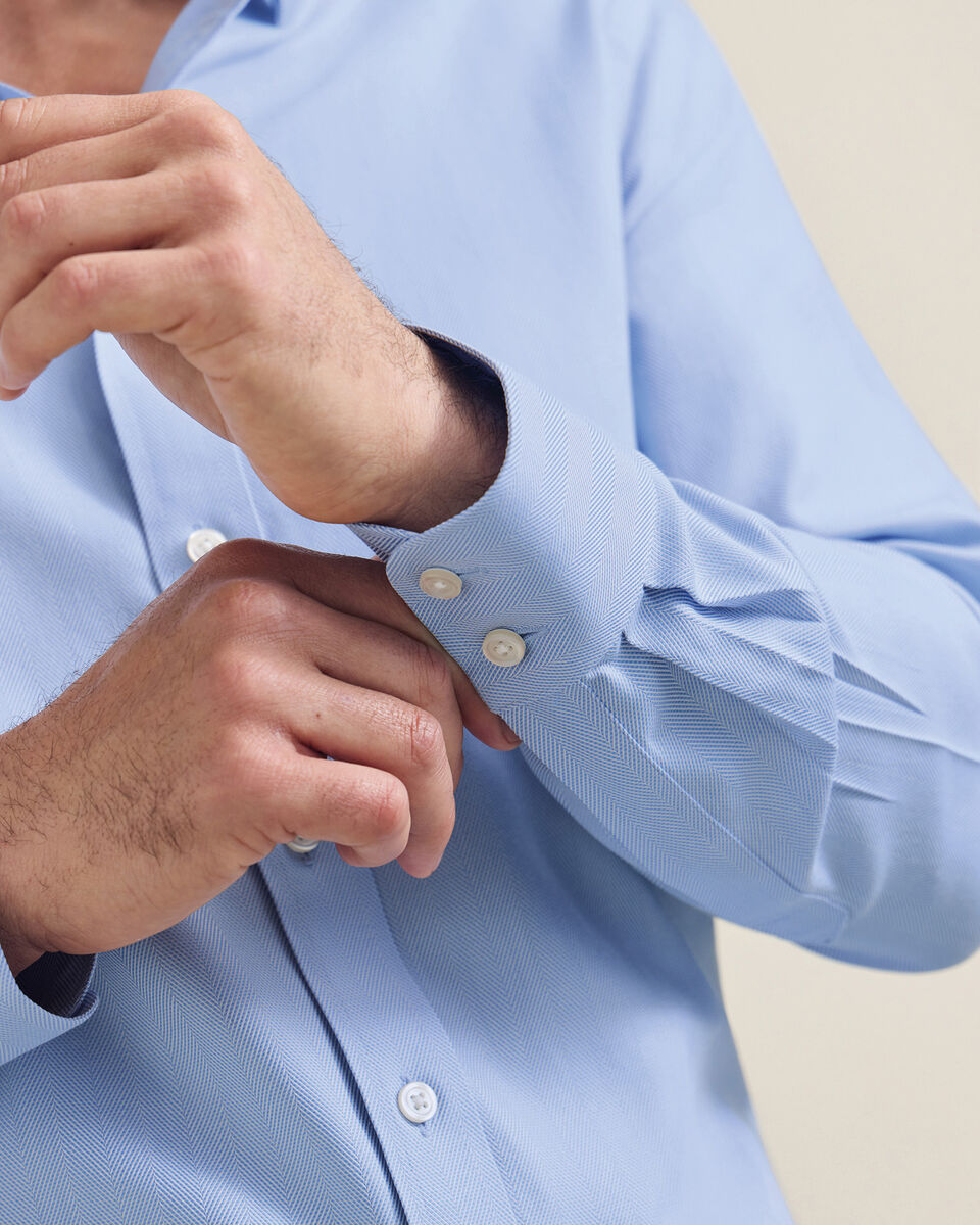 Non-Iron Herringbone Shirt - Sky Blue