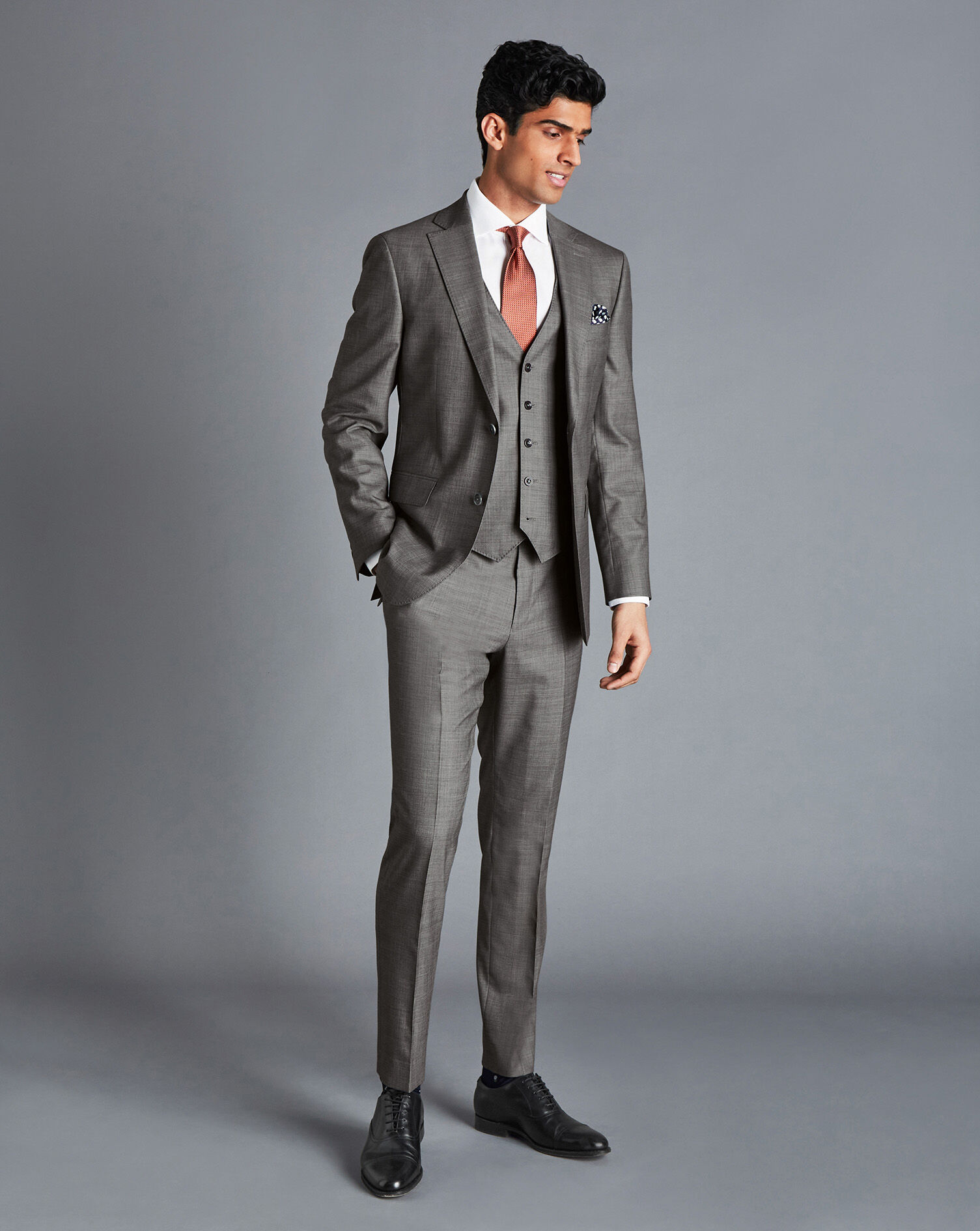 Sharkskin Suit Vest - Light Grey 