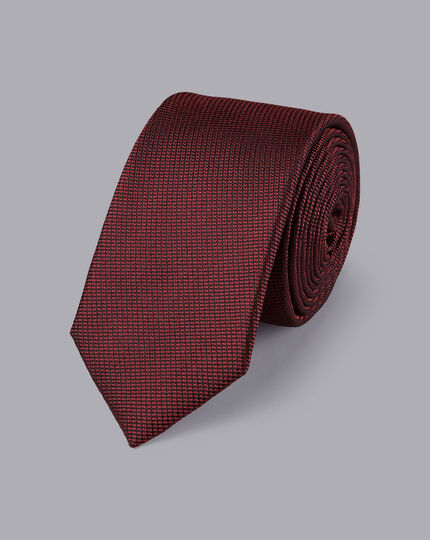 Schmutzabweisende schmale Krawatte aus Seide - Rot