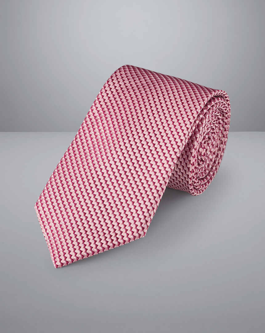 Stain Resistant Textured Silk Tie - Pink