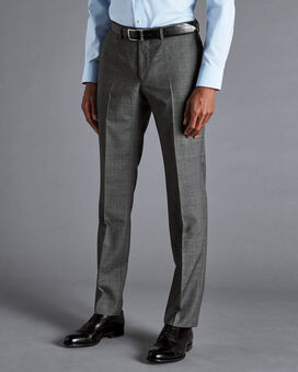 Italian Luxury Prince of Wales Check Suit Trousers - Grey