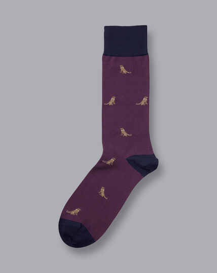 Dog Motif Socks - Purple