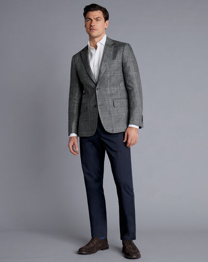 Linen Check Jacket - Light Grey
