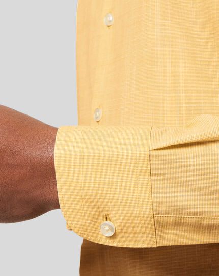 Business Casual Collar Slub Shirt - Yellow