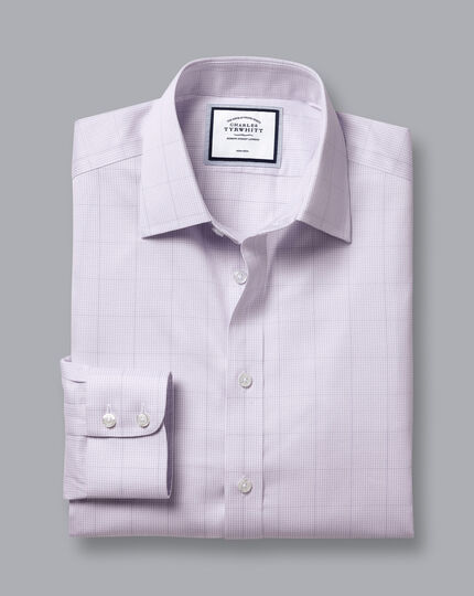 Bügelfreies Twill-Hemd mit Mini-Hahnentrittmuster - Lavendel