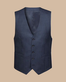 Prince Of Wales Suit Waistcoat - Heather Blue