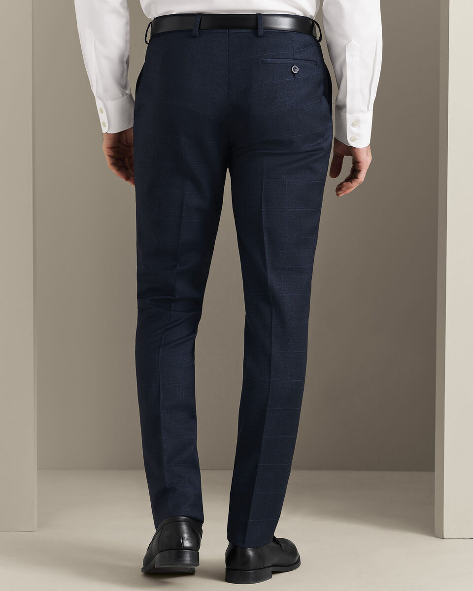 Check Suit Trousers - Indigo Blue