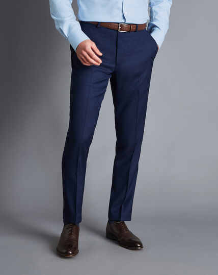 Natural Stretch Birdseye Suit Pants - Indigo Blue