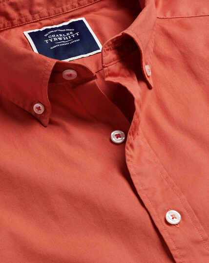 Washed Fine Twill Shirt - Burnt Orange