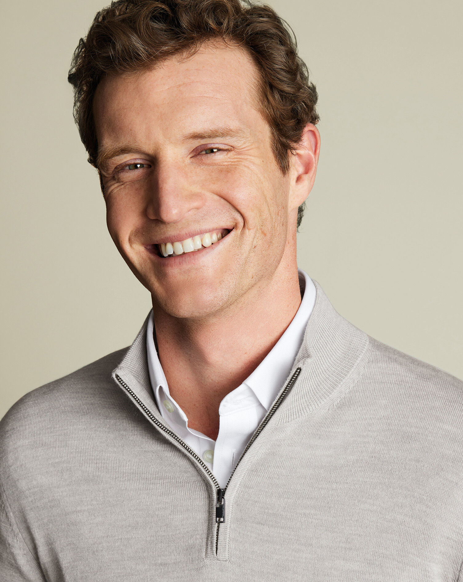 Merino Quarter Zip Sweater - Silver