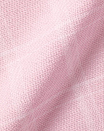Cotton Linen Oxford Check Short Sleeve Shirt - Pink