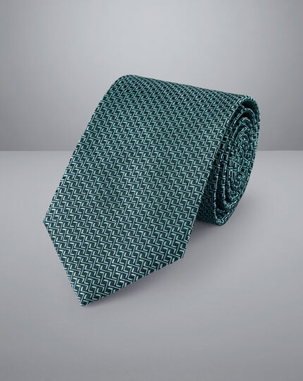Schmutzabweisende Krawatte aus Seide mit Strukturgewebe - Helles Aquamarin