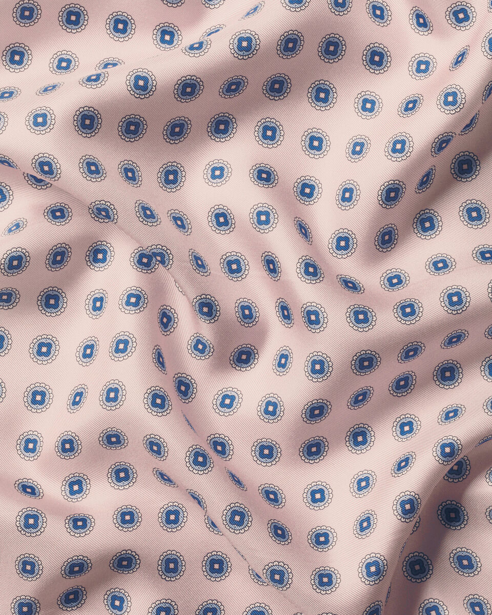 Silk Medallion Print Pocket Square - Pink & Blue