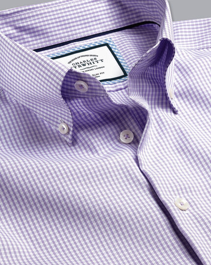 Button-Down Collar Non-Iron Check Shirt - Lilac Purple