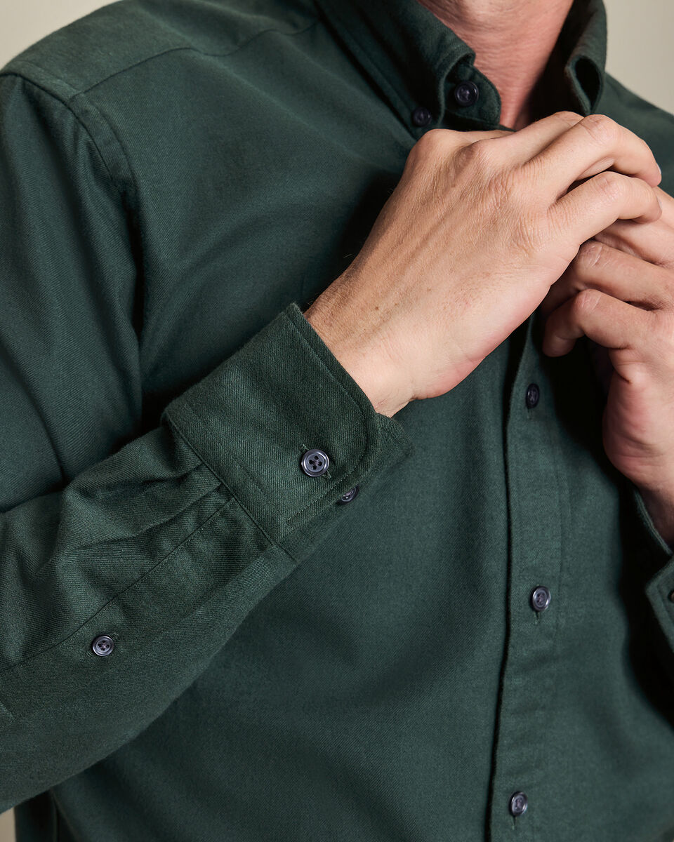 Chemise en flanelle bross&eacute;e - Vert for&ecirc;t