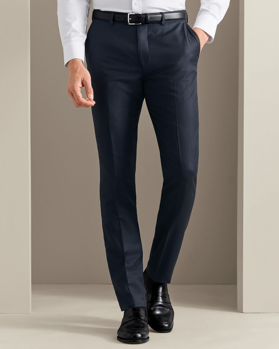 Costume italien de luxe &agrave; tissage &oelig;il de perdrix - Bleu marine
