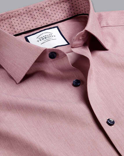 Semi-Spread Collar Twill Printed Trim Shirt - Pink
