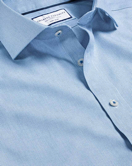 Cutaway Collar Non-Iron Clifton Weave Shirt - Ocean Blue