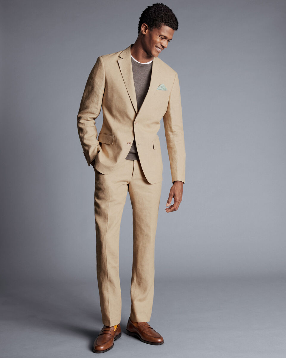 Linen Jacket Stone Charles Tyrwhitt