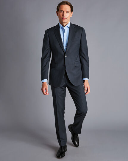 Herringbone Business Suit Jacket - Dark Airforce Blue