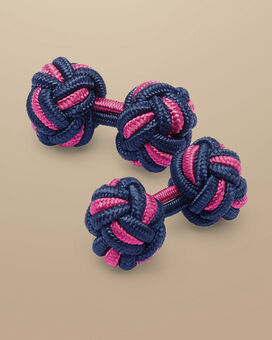 Knot Cufflinks - Indigo Blue & Bright Pink