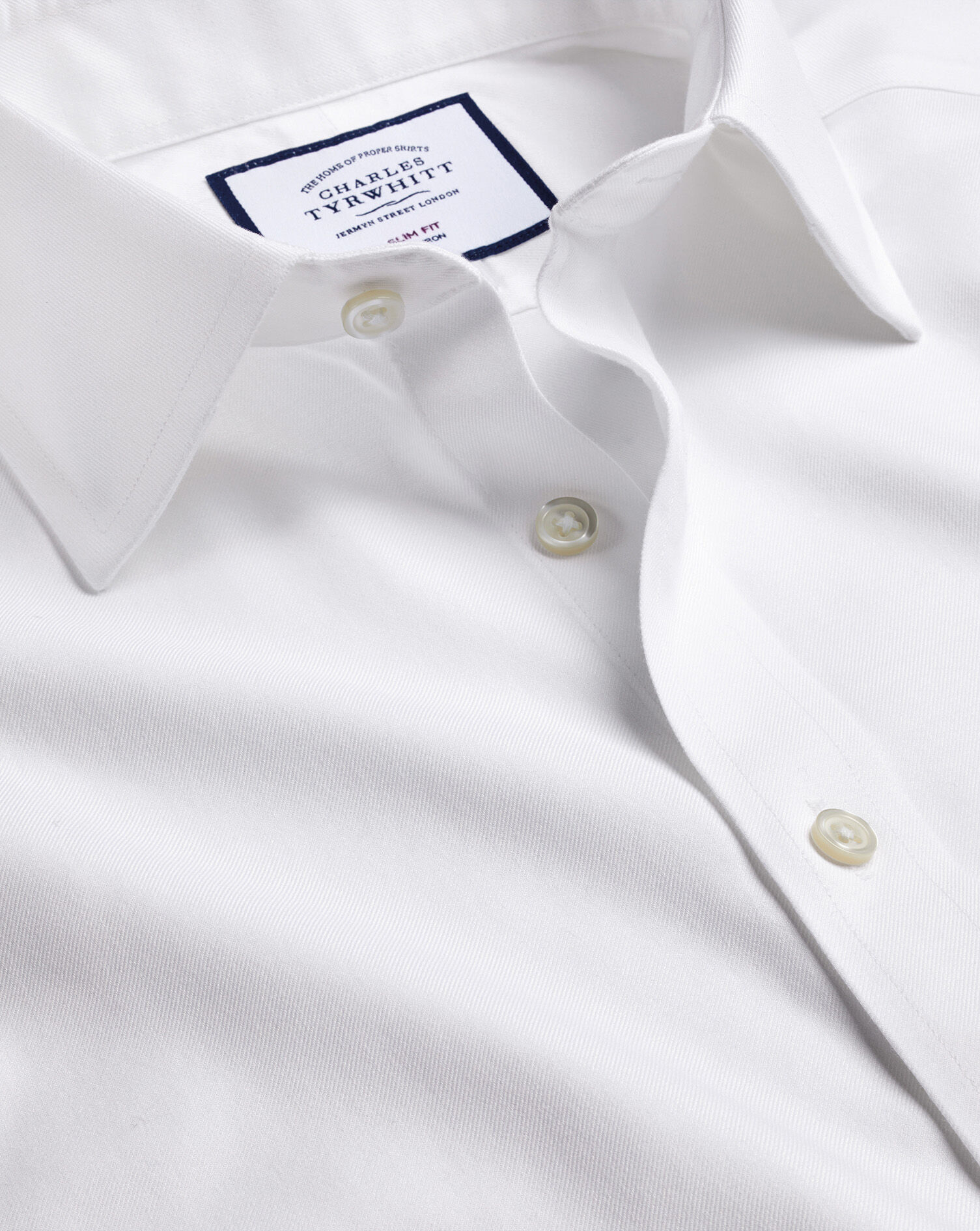 Spread collar Non-Iron Twill Shirt - Ivory | Charles Tyrwhitt