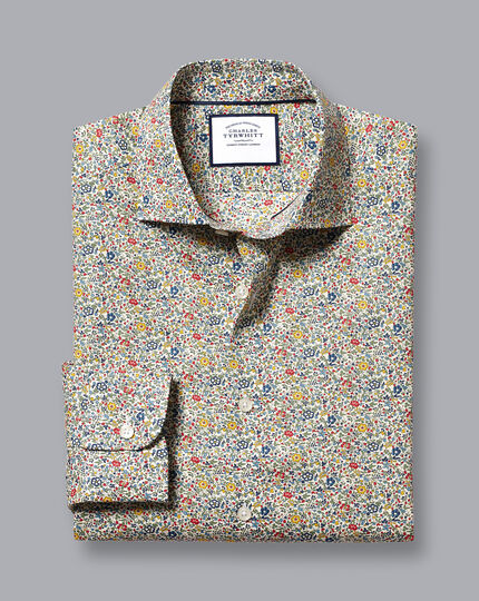 Made with Liberty Fabric Floral Print Semi-Cutaway Collar Shirt - Multi