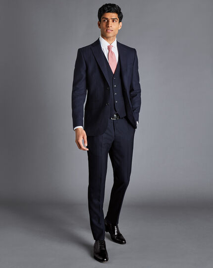 British Luxury Herringbone Suit Waistcoat - Dark Navy