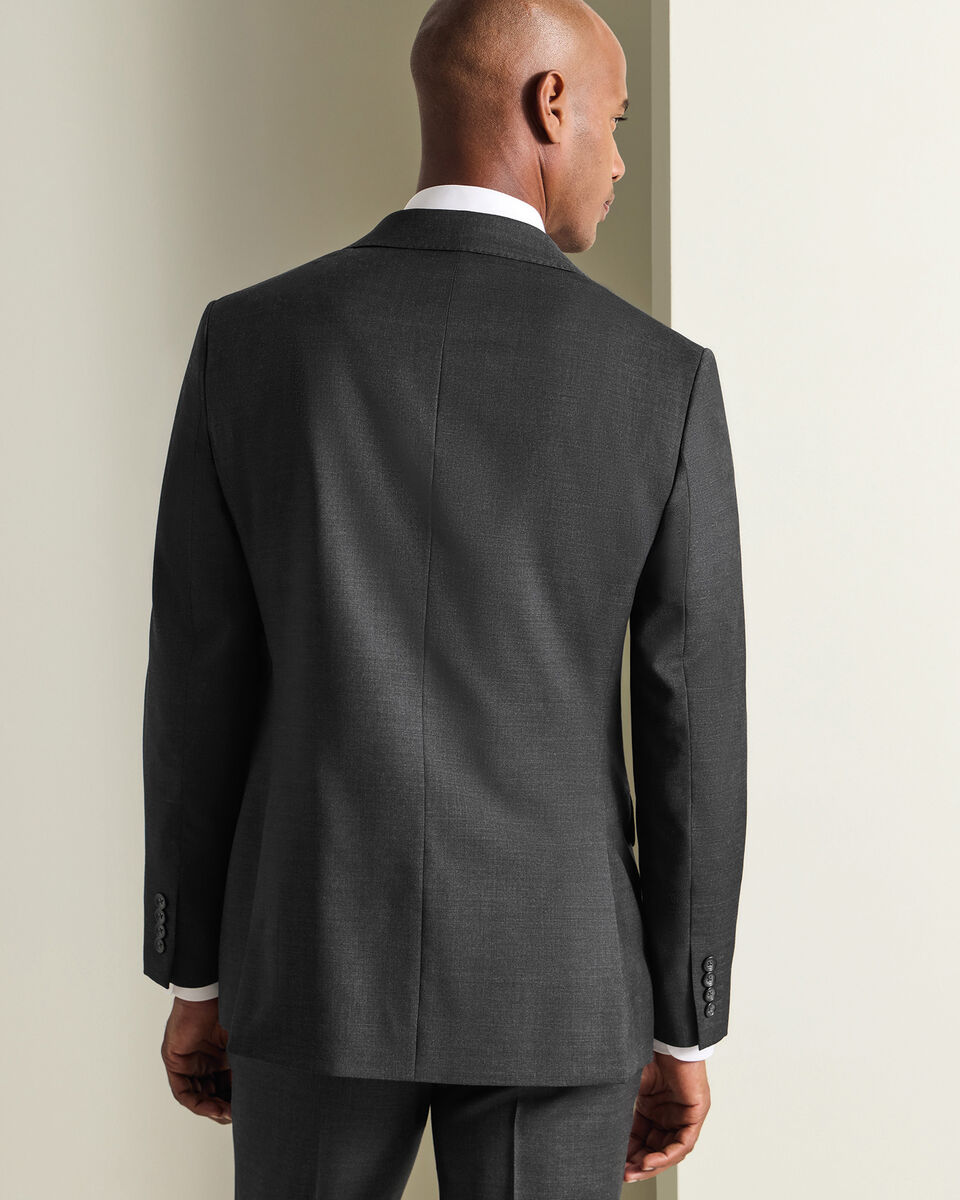 Veste De Costume En Serg&eacute; Naturellement Extensible - Gris Anthracite