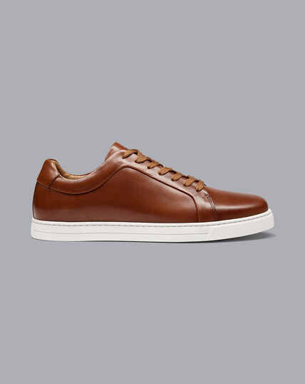 Leather Trainers - Chestnut Brown