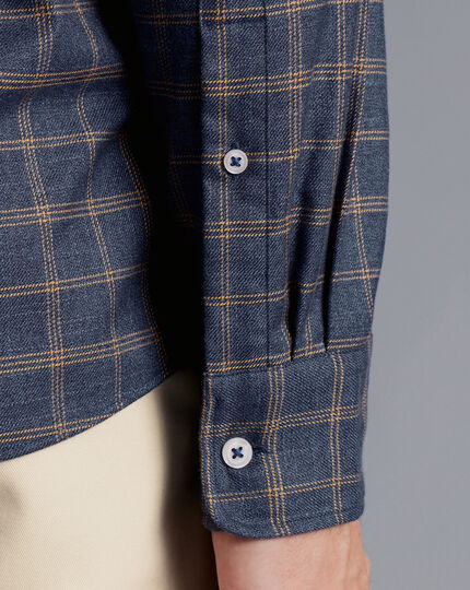 Button-Down Collar Non-Iron Twill Dash Check Shirt - Denim Blue