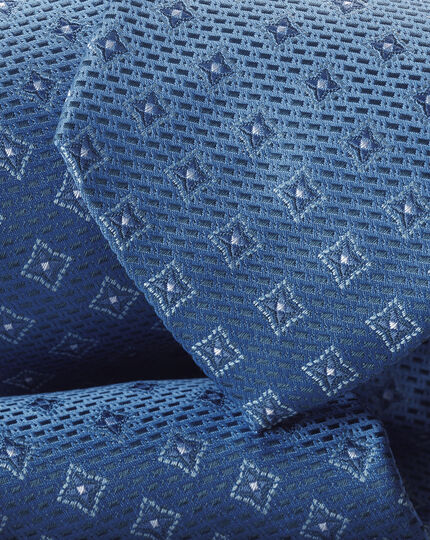 Schmutzabweisende Krawatte aus Seide mit Medaillon-Print - Kornblumenblau