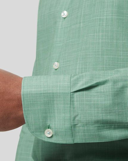 Business Casual Collar Slub Shirt - Green