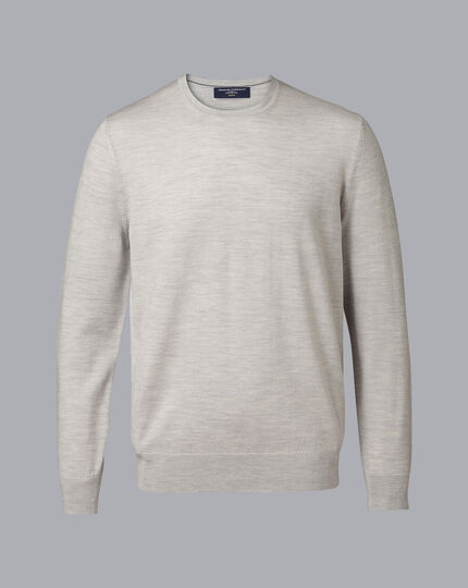Merino Crew Neck Sweater - Silver