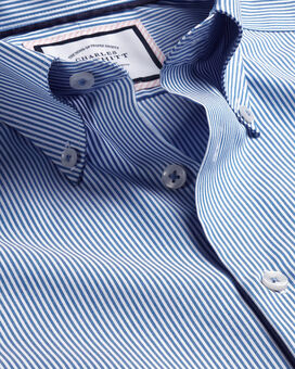 Bügelfreies Hemd mit Button-down-Kragen und Streifen - Kobaltblau