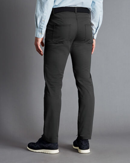 Washed Textured 5 Pocket Trousers - Charcoal Grey