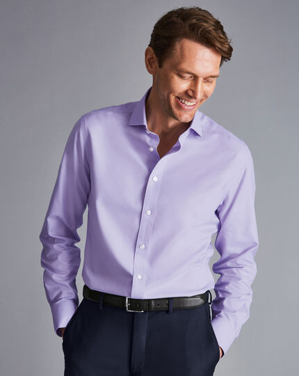 Spread Collar Non-Iron Twill Shirt - Lilac Purple