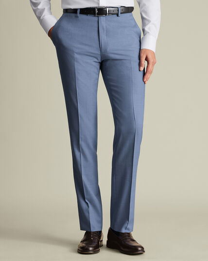 Men's Slim Fit Blue Patterned Suits Pants | Charles Tyrwhitt US