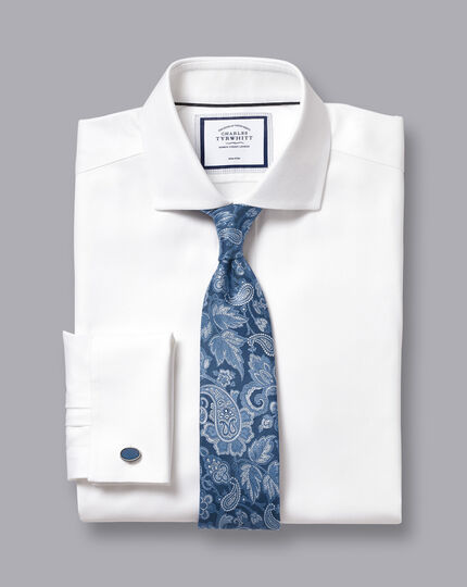 Spread Collar Non-Iron Cambridge Weave Shirt - White