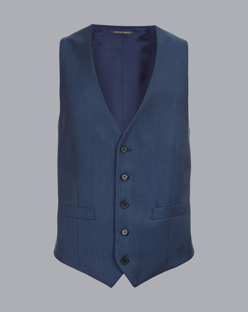 Twill Business Suit Waistcoat - French Blue | Charles Tyrwhitt