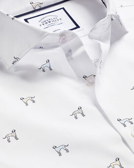Semi-Cutaway Collar Non-Iron Dalmatian Print Shirt  - Multi