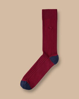 Cotton Rib Socks - Dark Red