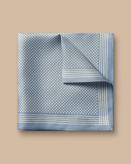 Spot Print Silk Pocket Square - Sky Blue